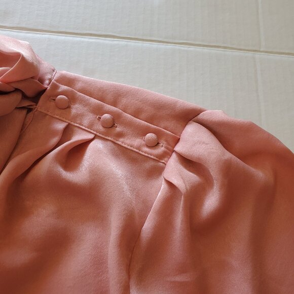 Worthington Dusty Rose Tie Neck Wing Cuff Blouse Large - Picture 8 of 14